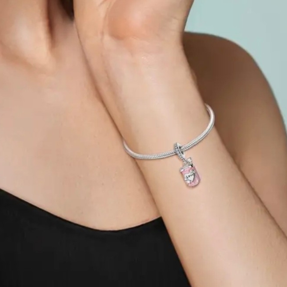 Silver and Pink Love Cell Phone Charm - Picture 4 of 6